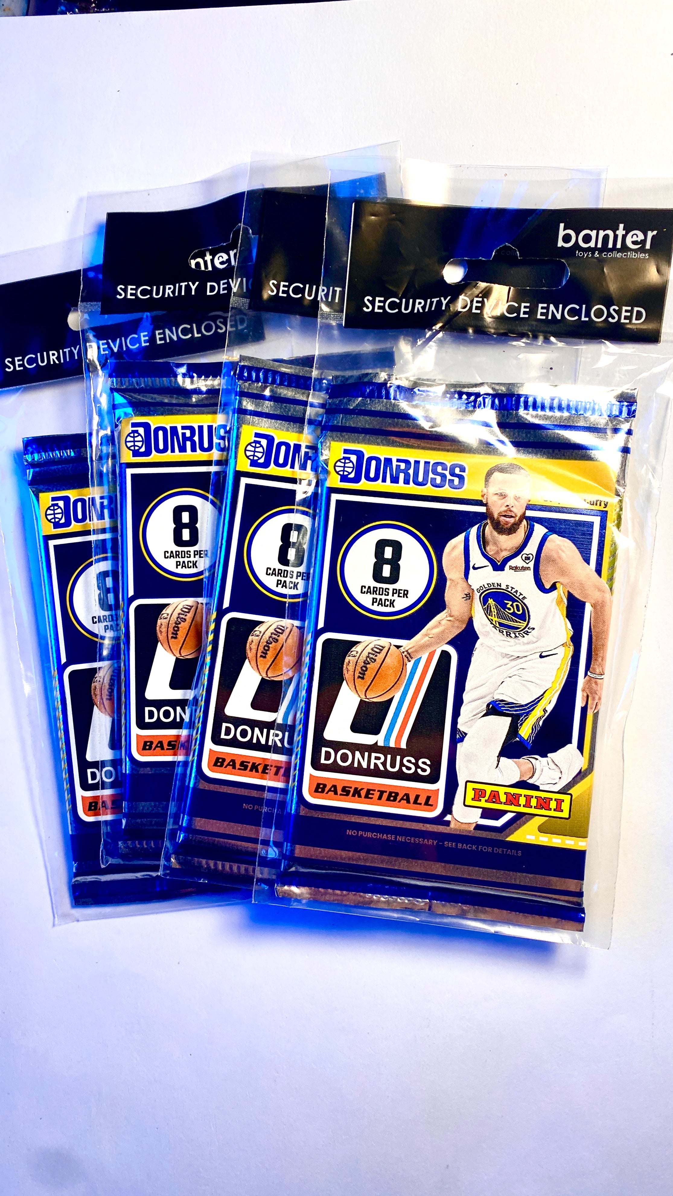 NBA Panini 2024-25 Donruss 8 Card Sealed Pack - Stephen Curry - Bundle of 4