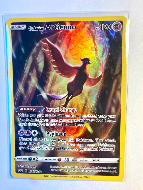 Pokémon trading card featuring Articuno with a colorful design on a white background