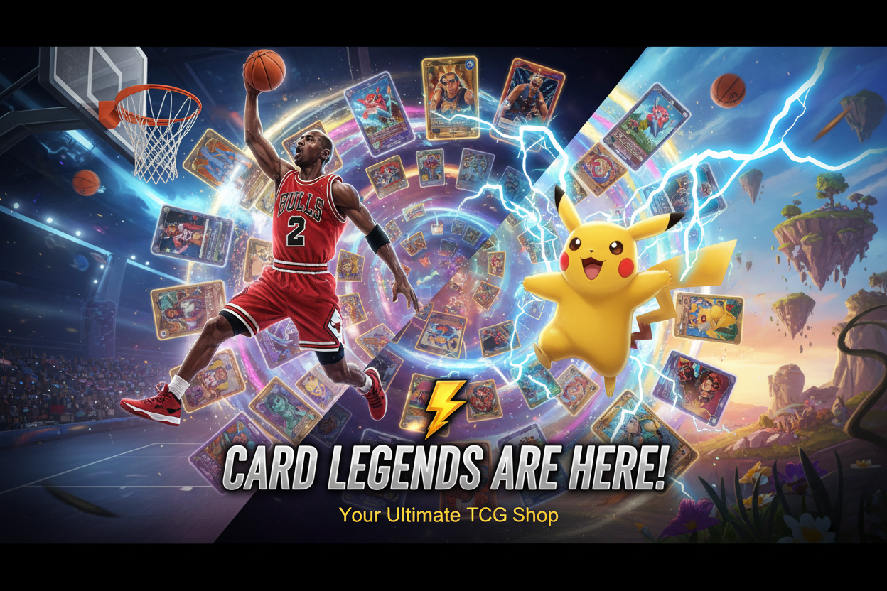 TCG Hero Banner with Michael Jordan and Pikachu